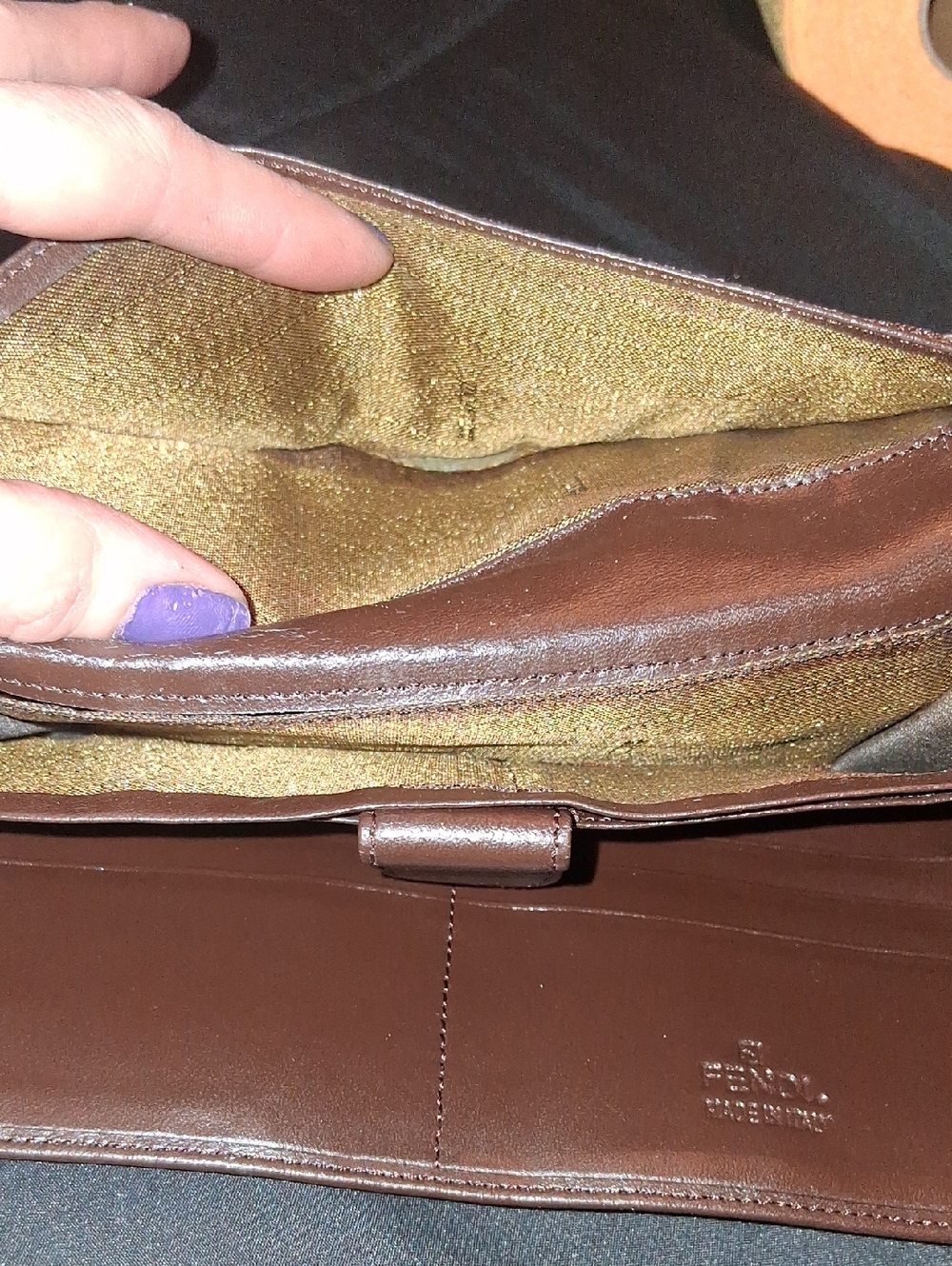 Fendi Brown leather metallic Folded Continental Wallet - Picture 5 of 10